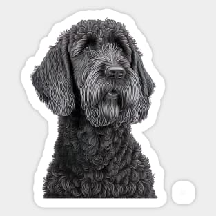 [AI Art] Portrait of a Black Labradoodle, Line Art Sticker